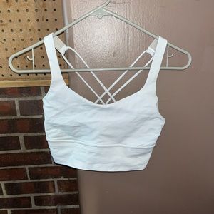 lululemon white energy longline bra, medium to light support, A-C cups